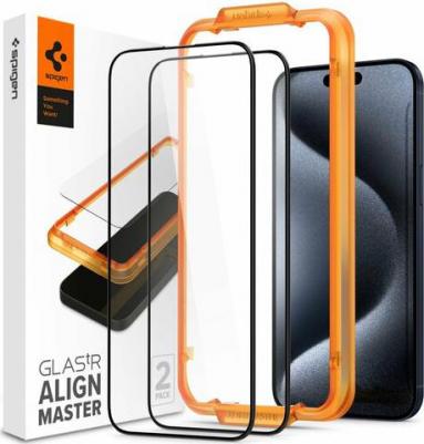 Защитное стекло для iPhone 15 Pro - Glass tR AlignMaster Черный 2 шт AGL06895