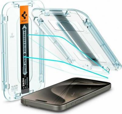 Защитное стекло EZ FIT, AGL06872, 2 штуки, для iPhone 15 Pro Max Clear – фото 2