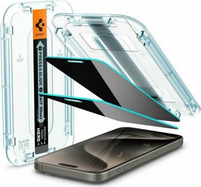Защитное стекло GLAS.TR EZ FIT для IPHONE 15 Pro Max, 2 штуки, антишпион, AGL06874 – фото 1