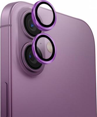 Стекло для камеры iPhone 16/16 Plus OPTIX Camera Lens с алюминиевой оправой розовый
