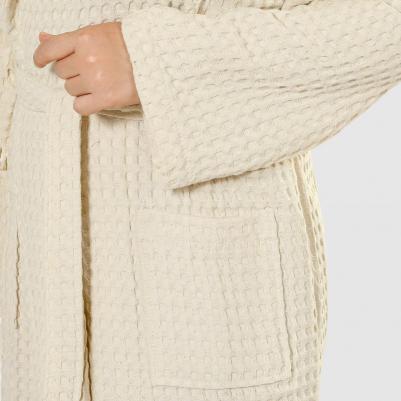 Халат женский Sauna beige XL вафельный с воротником – фото 6