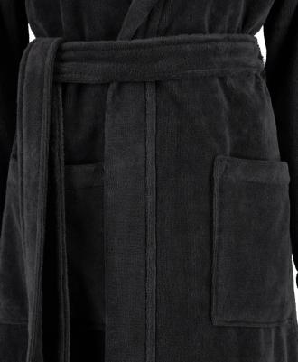 Халат женский с капюшоном размер 46, черный – фото 3