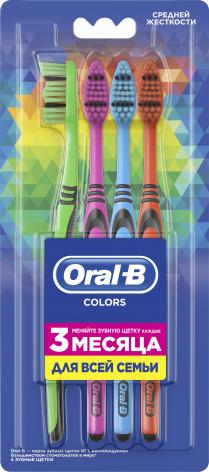  Oral-B Зубная щетка Colors средняя жесткость 4 шт – фото 1