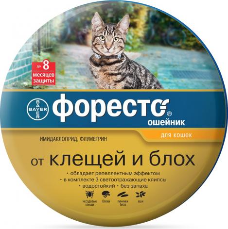  Bayer Ошейник для кошек ФОРЕСТО от клещей, блох и вшей, защита 8 месяцев