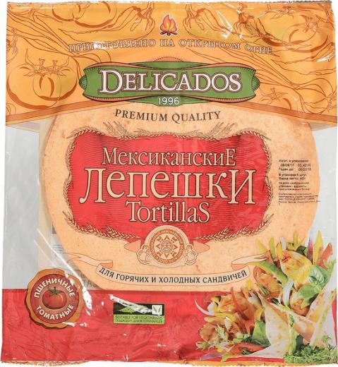 Лепешки Tortillas пшеничные томатные, 400гр ( в упаковке 6шт ) – фото 1