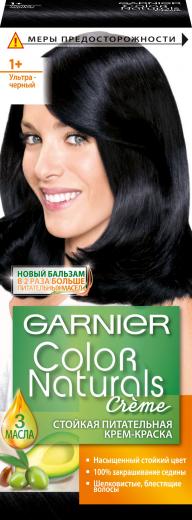 Стойкая питательная крем-краска для волос "Color Naturals", оттенок 1+, Ультра черный