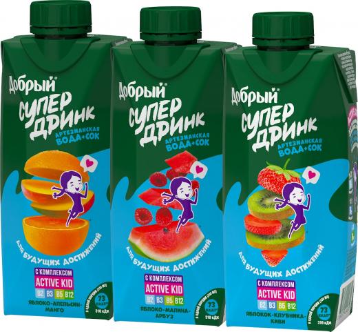 Напиток сокосодержащий из яблок клубники и киви Active kid обогащенный витаминным комплексом 0.33 л – фото 7