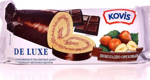 Рулет бисквитный De Luxe Шоколадно-ореховый 200г (упаковка 6 шт.) – фото 1
