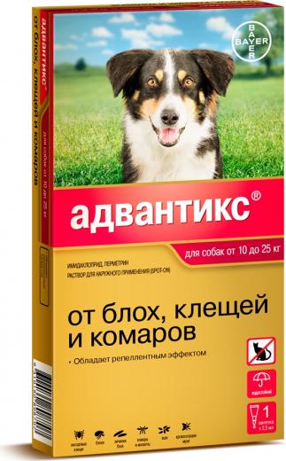 Капли для собак АДВАНТИКС от блох, клещей и комаров 250 1 пипетка в упак – фото 4